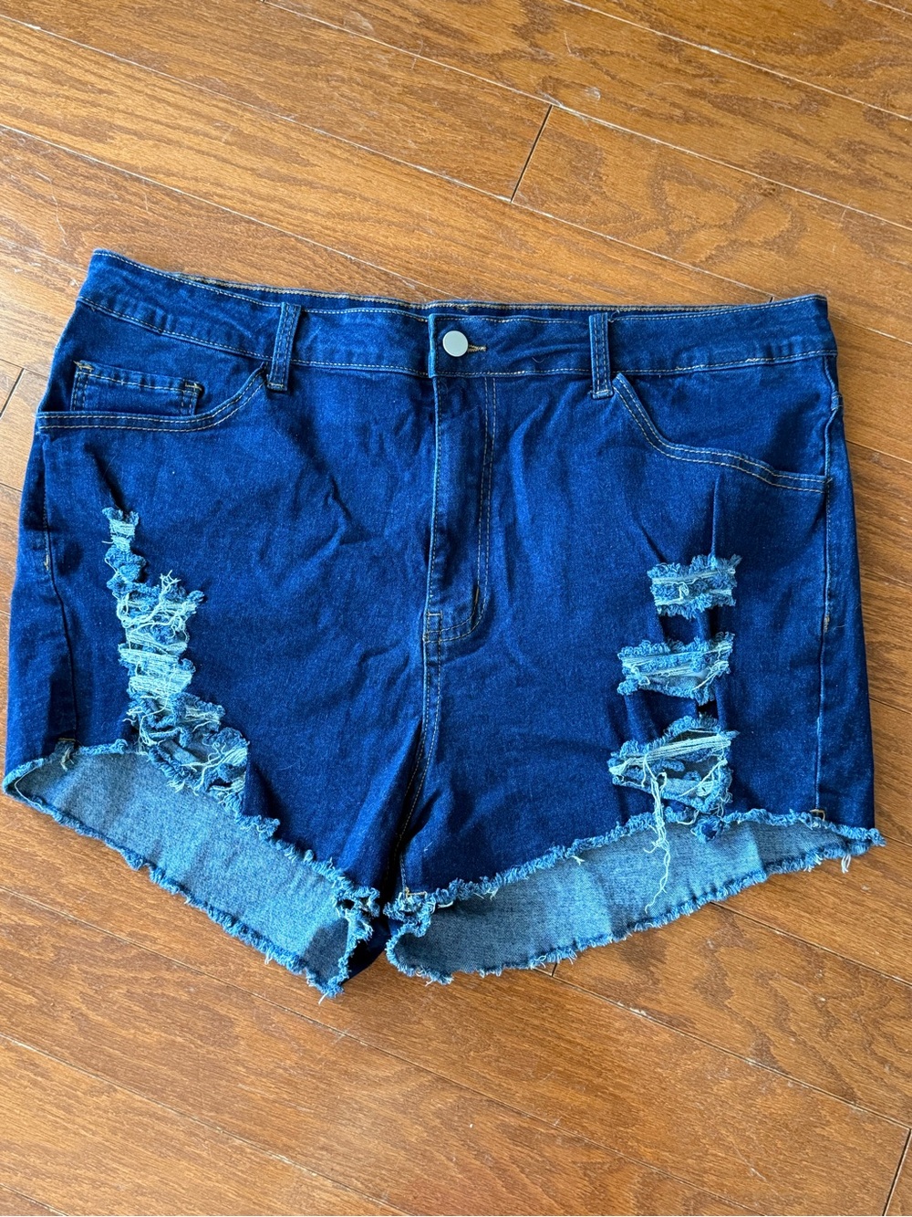 Dark Blue Distressed Denim Women’s Shorts
